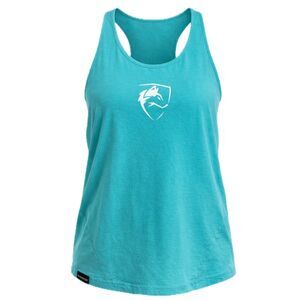 ALPHALETE TEAL RACERBACK ACTIVEWEAR COTTON ATHLETIC WORKOUT TANK TOP WOLF LOGO